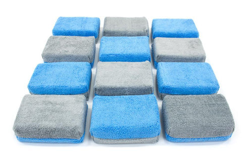 Thick [Saver Applicator Terry] Microfiber Coating Applicator Sponge with Plastic Barrier - 12 pack