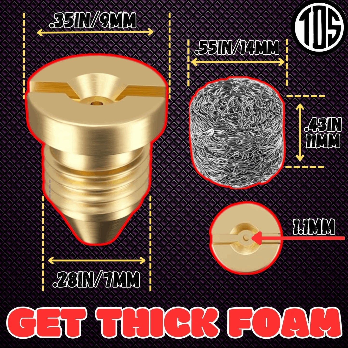 TDS 1.1mm Foam Cannon Orifice Nozzle